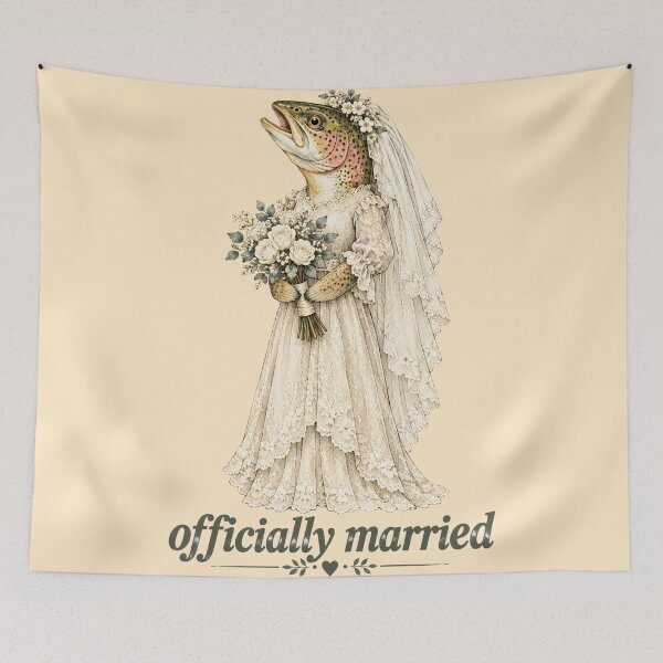 Item preview, Officially Married Trout Bride Funny Fishing Wedding designed and sold by Yellowriversss.