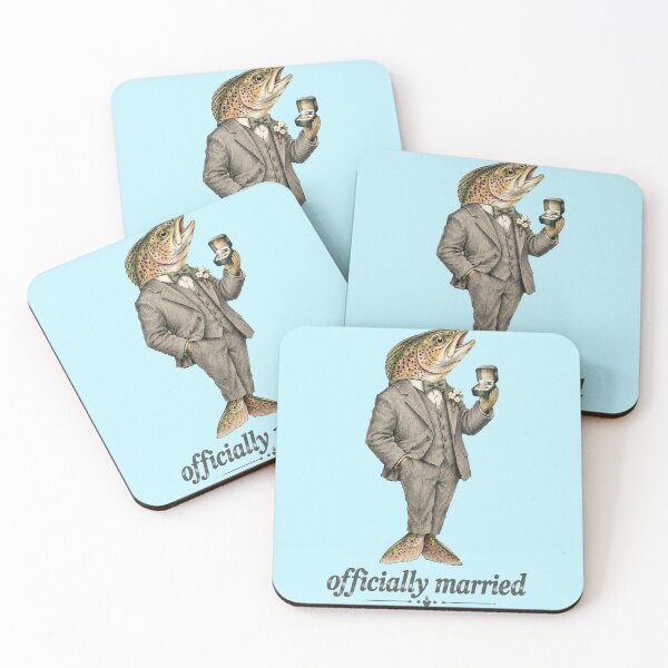 Item preview, Officially Married Trout Groom Funny Fishing Wedding designed and sold by Yellowriversss.
