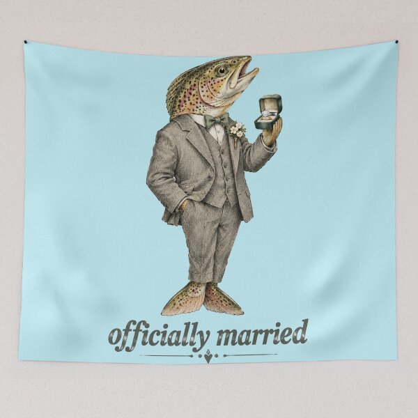 Item preview, Officially Married Trout Groom Funny Fishing Wedding designed and sold by Yellowriversss.