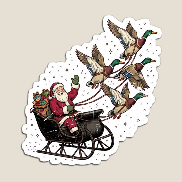 Item preview, Santa Claus Flying with Mallard Ducks designed and sold by dudelinart.