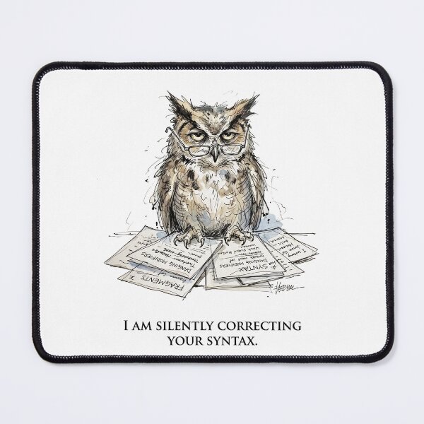 Item preview, Silently Correcting Your Syntax Design – Grammar Owl Art designed and sold by Luminari Creations.