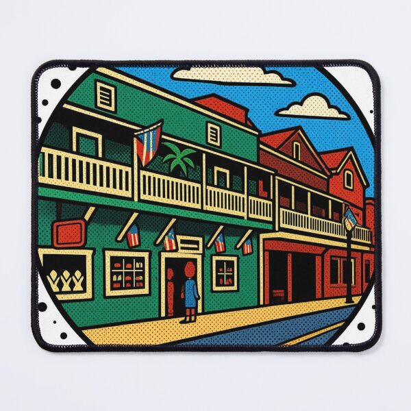 Item preview, Historic Lahaina Town – Retro Pop Art Maui Hawaii Street Illustration designed and sold by GeEeN.
