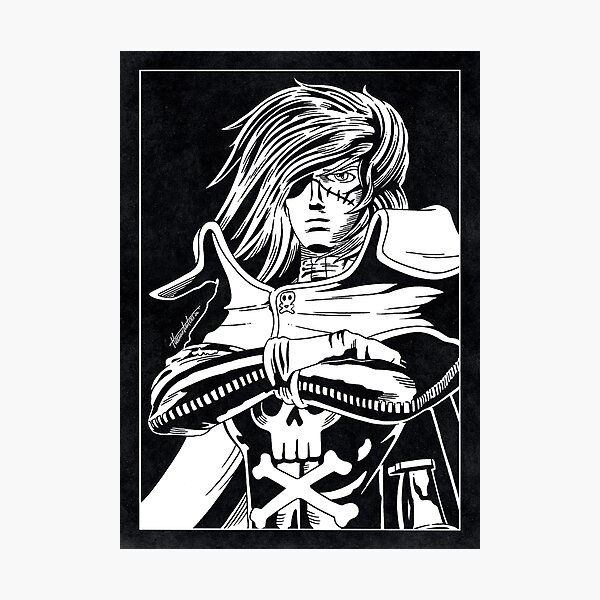 Item preview, CAPTAIN HARLOCK - Space Pirate Captain Harlock (Black and White) designed and sold by FamousWeirdosRB.