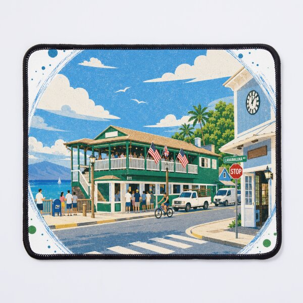 Item preview, Historic Lahaina Waterfront – Vintage Maui Hawaii Coastal Town Art designed and sold by GeEeN.