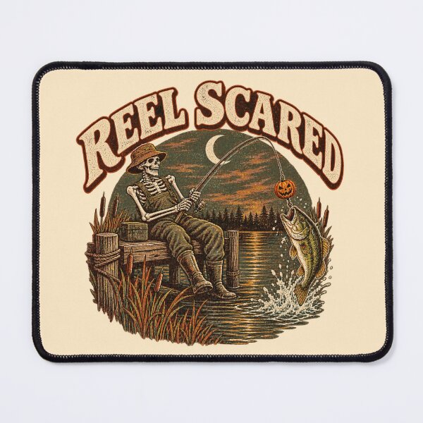 Item preview, Reel Scared Skeleton Fisherman Halloween Pumpkin Bass designed and sold by Yellowriversss.