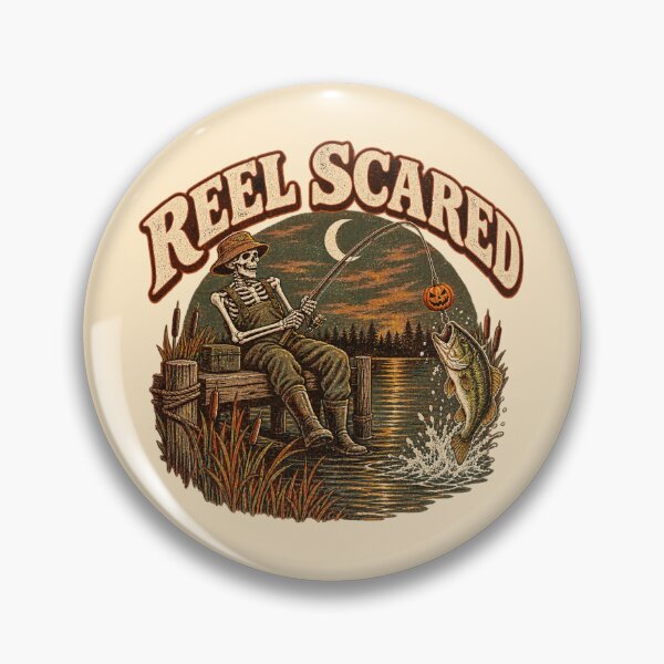 Item preview, Reel Scared Skeleton Fisherman Halloween Pumpkin Bass designed and sold by Yellowriversss.