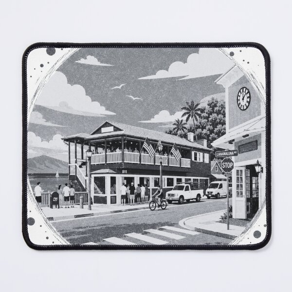 Item preview, Historic Lahaina Waterfront – Vintage Black and White Maui Hawaii Art designed and sold by GeEeN.