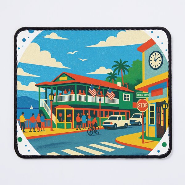 Item preview, Historic Lahaina Waterfront – Colorful Retro Pop Art Maui Hawaii designed and sold by GeEeN.