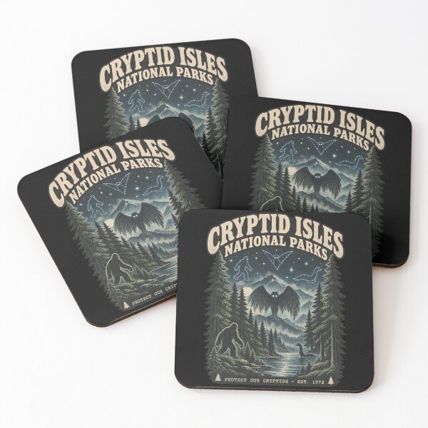 Item preview, Cryptid Isles National Parks Vintage Bigfoot Mothman designed and sold by Yellowriversss.