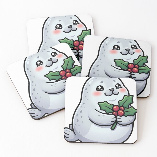 Item preview, Cute Christmas Harbour Seal Holding a Holly Sprig designed and sold by pumsquare.