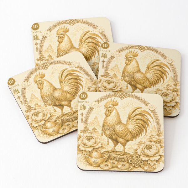 Item preview, Year of the Rooster Chinese Zodiac Gold Art Luxury Asian Zodiac designed and sold by Soluna Studio.