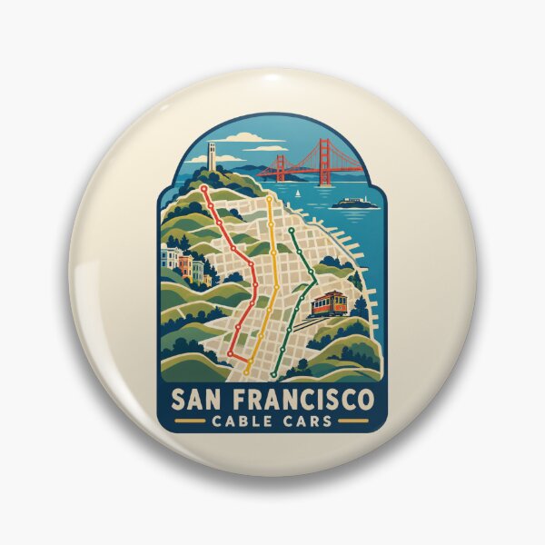 Item preview, San Francisco Cable Cars – Vintage City Map Travel Poster designed and sold by Globalcitytees.