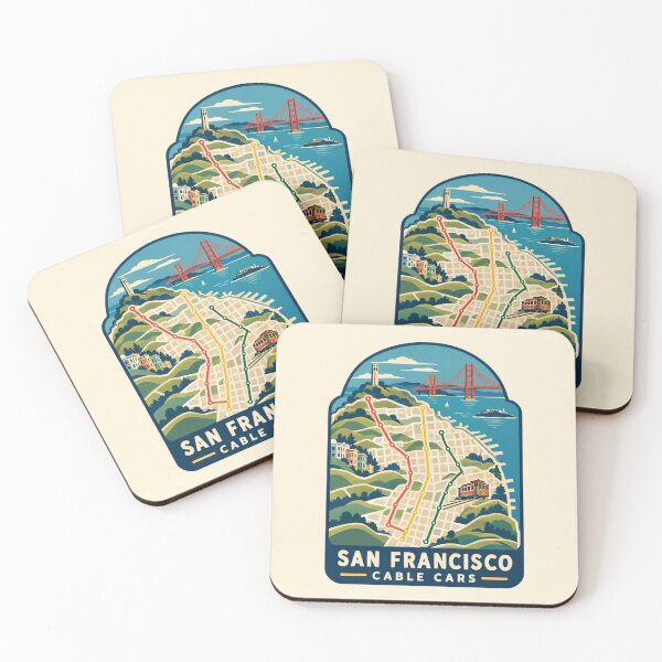 Item preview, San Francisco Cable Cars – Vintage City Map Travel Poster designed and sold by Globalcitytees.