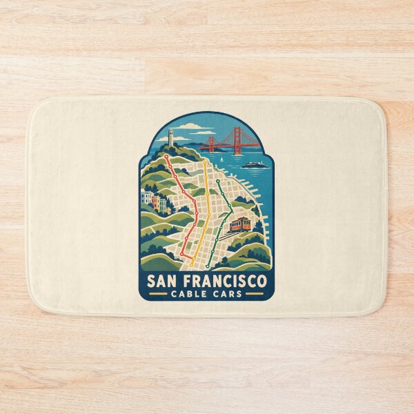 Item preview, San Francisco Cable Cars – Vintage City Map Travel Poster designed and sold by Globalcitytees.