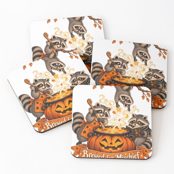 Item preview, Brewed for Mischief – Halloween Raccoons designed and sold by MD Sweet.