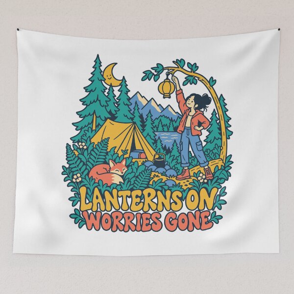 Item preview, Lanterns On Worries Gone Cozy Camping designed and sold by Summit Folk Studio.