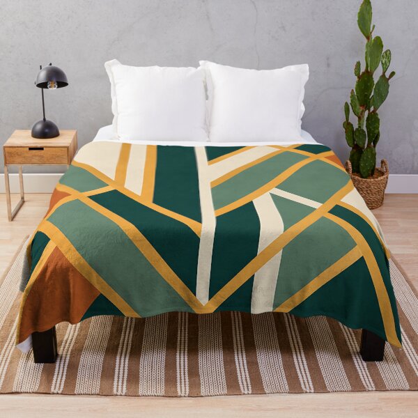 Item preview, Gold and Green Modern Geometric Abstract Art - Mid Century Minimalist Pattern designed and sold by LexaArtworks.