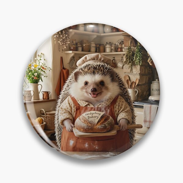Item preview, Adorable Hedgehog Baker in Rustic Cottage Kitchen designed and sold by Michaelragheb.