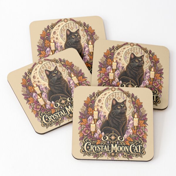 Item preview, Crystal Moon Cat – Celestial Black Cat Witchy Crystal Magic designed and sold by Blanczet.