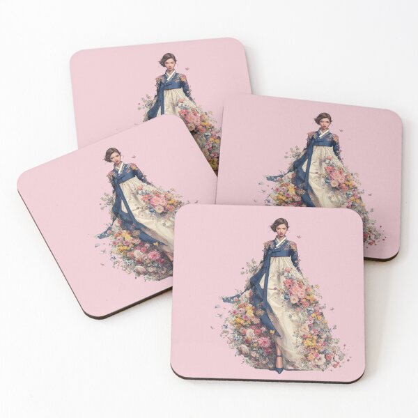 Item preview, Elegant Korean Hanbok Woman in Floral Dress designed and sold by colorful-white.