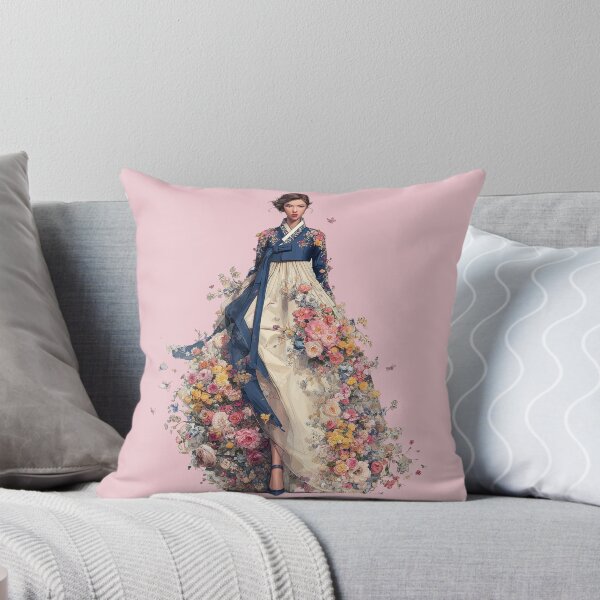 Item preview, Elegant Korean Hanbok Woman in Floral Dress designed and sold by colorful-white.