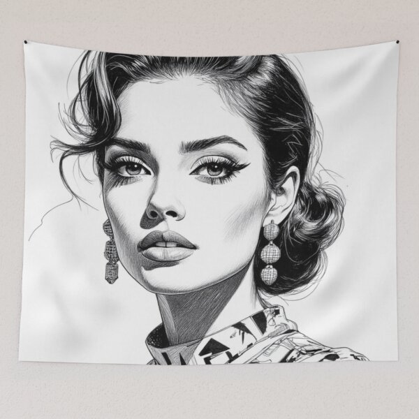 Item preview, Hollywood Elegance - Monochrome Fashion Portrait Art designed and sold by nhk999.
