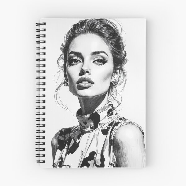 Item preview, Editorial Grace - Black and White Fashion Illustration Print designed and sold by nhk999.