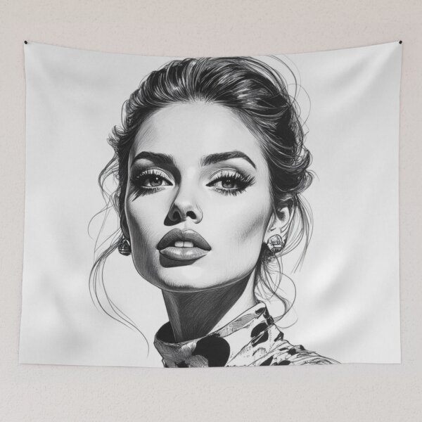 Item preview, Editorial Grace - Black and White Fashion Illustration Print designed and sold by nhk999.