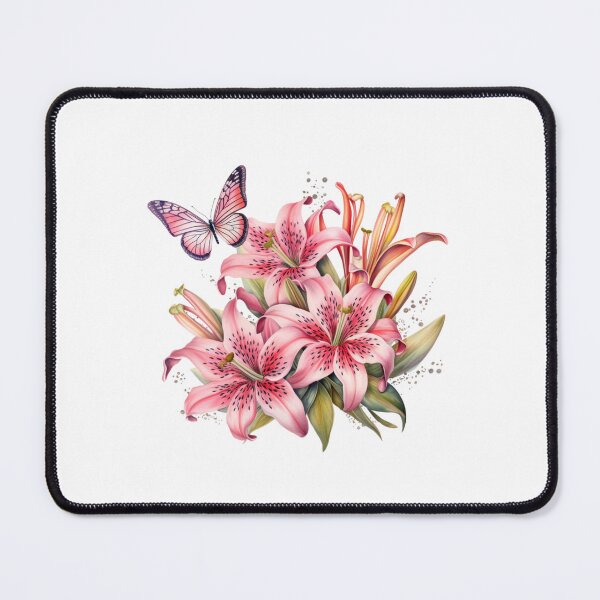 Item preview, Pink Lily Butterfly | Elegant Floral Aesthetic Art designed and sold by Mandayartstudio.