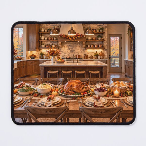 Item preview, Thanksgiving Kitchen Feast Backdrop – Farmhouse Holiday Dinner Scene designed and sold by TXLou.