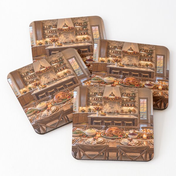 Item preview, Thanksgiving Kitchen Feast Backdrop – Farmhouse Holiday Dinner Scene designed and sold by TXLou.