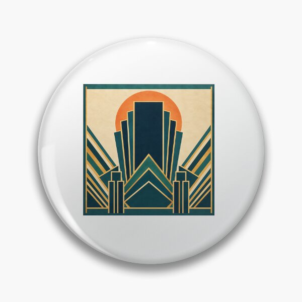 Item preview, Green and Gold Vintage Art Deco Cityscape - Geometric Retro Architecture designed and sold by LexaArtworks.