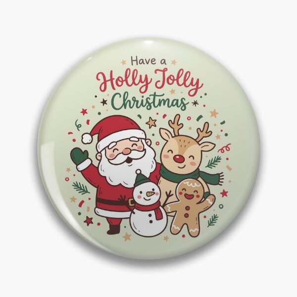 Item preview, Santa with reindeer, snowman, and gingerbread man, alongside "Have a Holly Jolly Christmas" text for cheerful holiday greetings. designed and sold by ElegantOutlines.