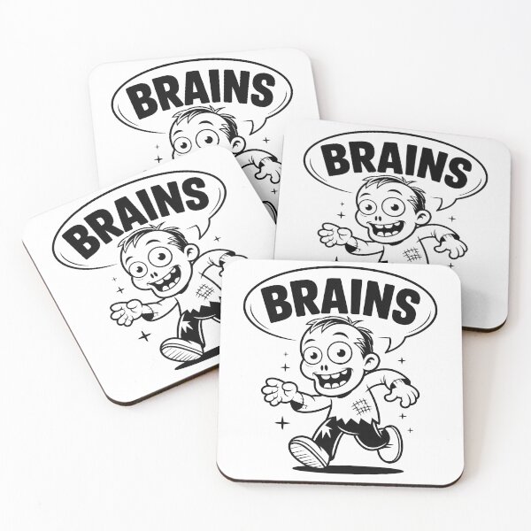 Item preview, Brains Zombie Cartoon Funny Halloween Retro designed and sold by LoFizzy.