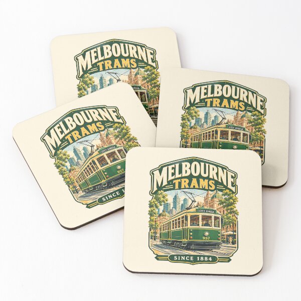 Item preview, Melbourne Trams Since 1884 – Vintage Green Gold Travel Poster designed and sold by Globalcitytees.