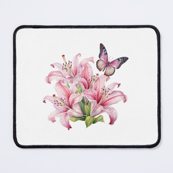 Item preview, Pink Lily Butterfly | Elegant Floral Aesthetic Art designed and sold by Mandayartstudio.