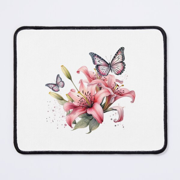 Item preview, Pink Lily Butterfly | Elegant Floral Aesthetic Art designed and sold by Mandayartstudio.