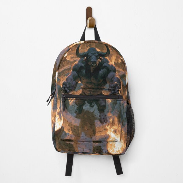 Item preview, A powerful Minotaur standing within an ancient stone labyrinth lit by flaming torches, Fantasy & Mythological Creatures designed and sold by CDC40.