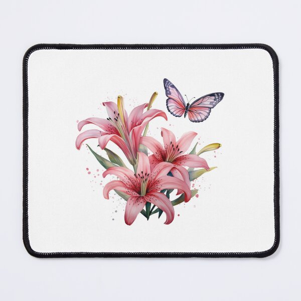 Item preview, Pink Lily Butterfly | Elegant Floral Aesthetic Art designed and sold by Mandayartstudio.