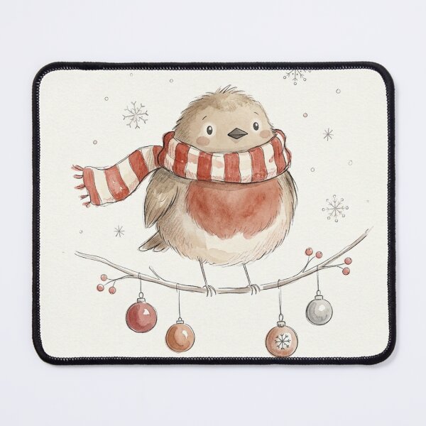 Item preview, Cute Christmas Robin with Scarf – Scandinavian Winter Bird Watercolor designed and sold by Darlin8888.
