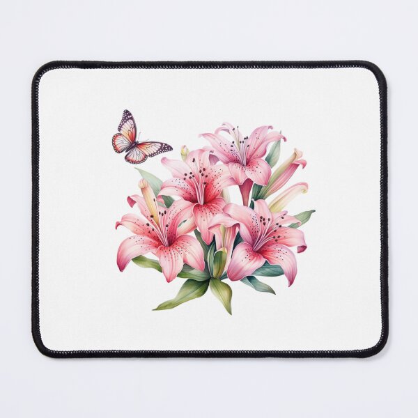 Item preview, Pink Lily Butterfly | Elegant Floral Aesthetic Art designed and sold by Mandayartstudio.
