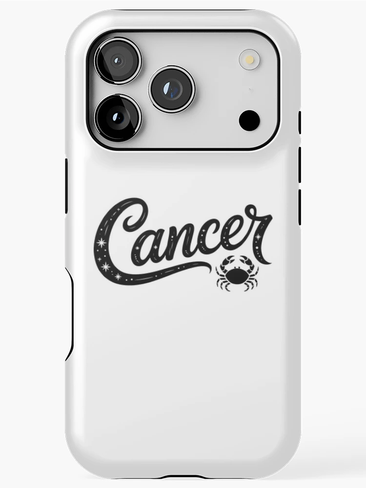 Thumbnail 1 of 4, iPhone Case, Cancer Zodiac Sign Starry Script Lettering designed and sold by LoFizzy.