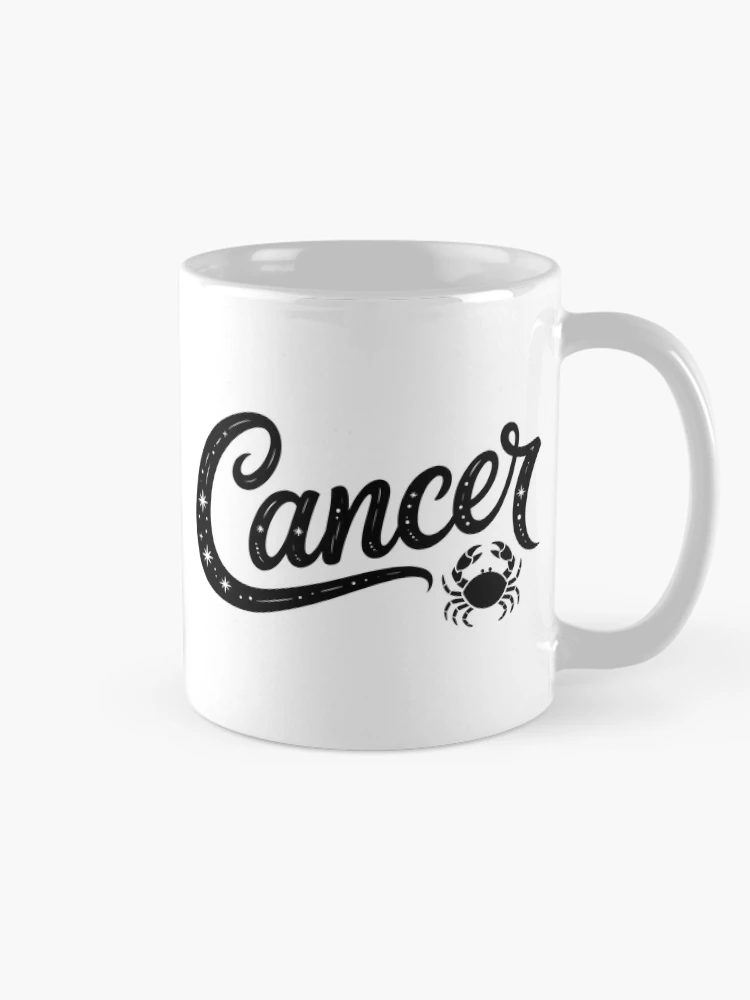 Thumbnail 3 of 6, Coffee Mug, Cancer Zodiac Sign Starry Script Lettering designed and sold by LoFizzy.