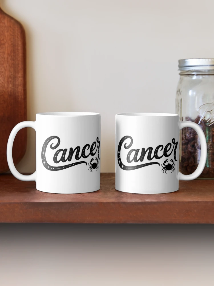 Thumbnail 2 of 6, Coffee Mug, Cancer Zodiac Sign Starry Script Lettering designed and sold by LoFizzy.