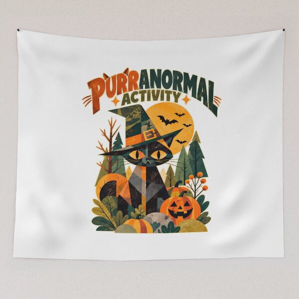 Item preview, Purranormal Activity – Retro Halloween Black Cat designed and sold by Azagthoth.