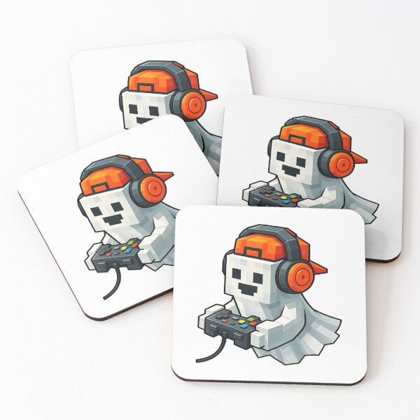 Item preview, Cute Pixel Ghost Gamer Halloween Gaming Cartoon designed and sold by Phil Ben.