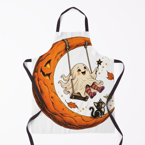 Item preview, Moon Swing Magic – Halloween Ghost & Black Cat designed and sold by MD Sweet.
