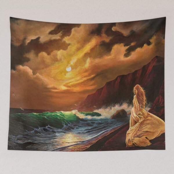 Item preview, Mystic Moon sunset over the sea with woman designed and sold by PMF-ART.