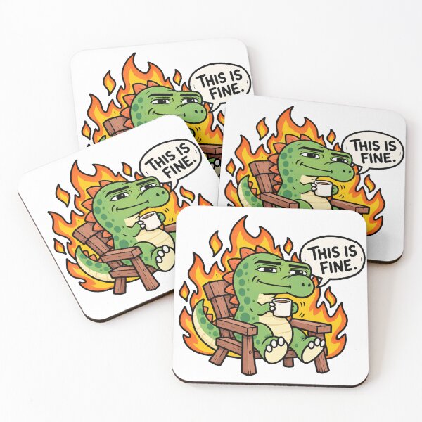 Item preview, This Is Fine Dinosaur Coffee Dark Humor designed and sold by MonkiFlipp.
