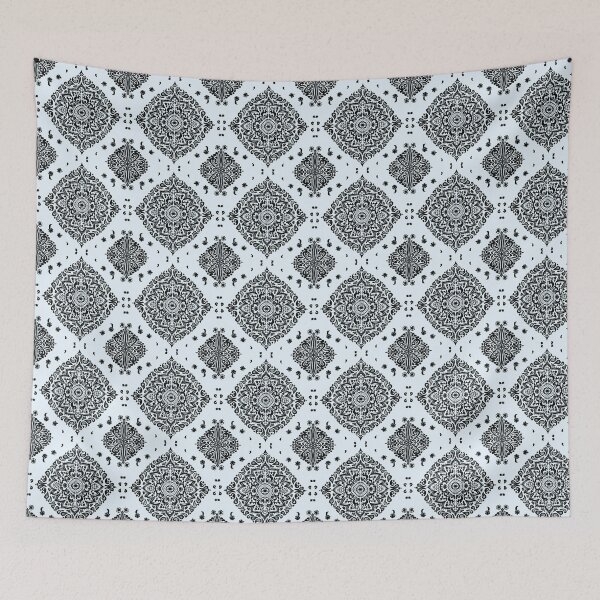 Item preview, Delicate floral pattern in black and blue designed and sold by Quiet Waters Design.